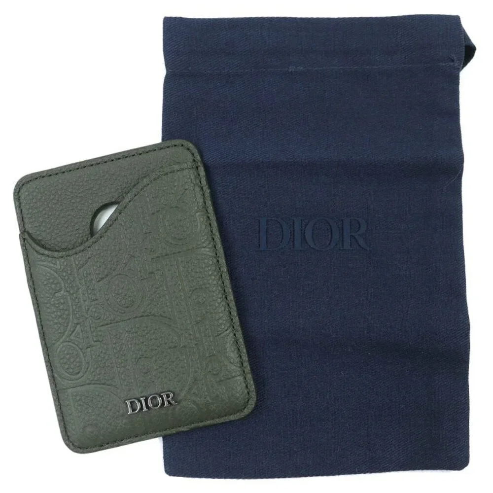 Christian Dior Saddle Logo Magnet Gravity Leather Card Holder Card Case